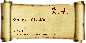 Korach Aladár névjegykártya